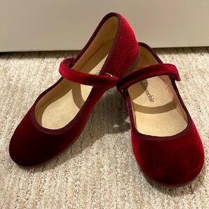 CHILDRENCHIC Burgundy Velvet Mary Jane Girls Dress Shoes